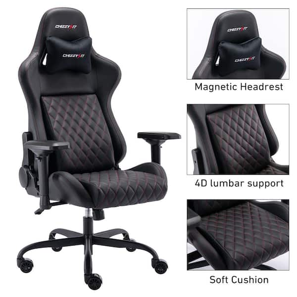 Pinksvdas Gaming Chairs Red 4D Arms and Builtin Airbag Lumbar