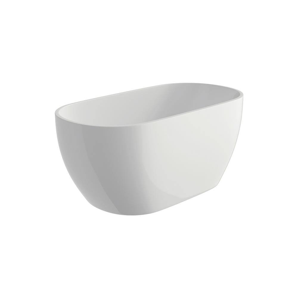 59'' White Oval Freestanding Acrylic Soaking Bathtub
