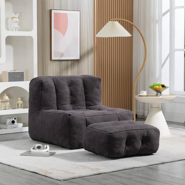 Magic Home 38.5 in. Fluffy Bean Bag Chair Comfy Super Soft Lazy Sofa with  Memory Foam and Ottoman for Apartment Living Room, Black CS-WF008064BAA -  The Home Depot