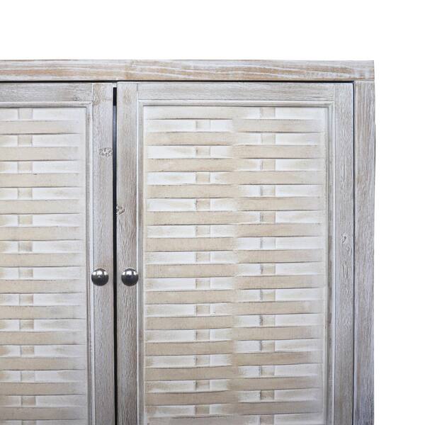 FUNKOL 59.84 in. x 15.75 in. x 31.5 in. MDF Freestanding Ready to Assemble Base Storage Cabinet in Natural Wood with 4Doors