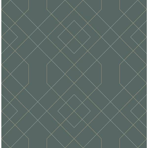 SCOTT LIVING Ballard Teal Geometric Teal Paper Strippable Roll (Covers 56.4 sq. ft.)