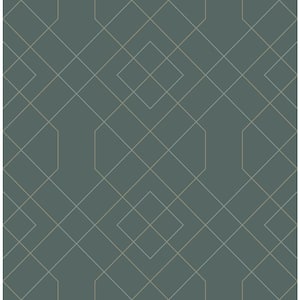 Ballard Teal Geometric Teal Wallpaper Sample