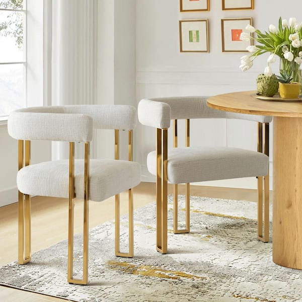 Gold Chenille Upholstered Armchair (Set of 2)