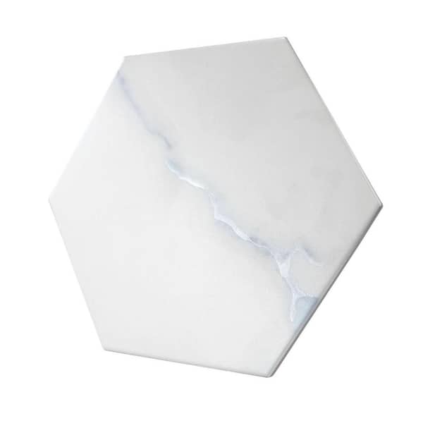 Porlan Gretna Cream 8-in. x 9-in. Hexagon Marble Look Matte Porcelain Floor and Wall Tile (9.9 sq. ft. /Case)