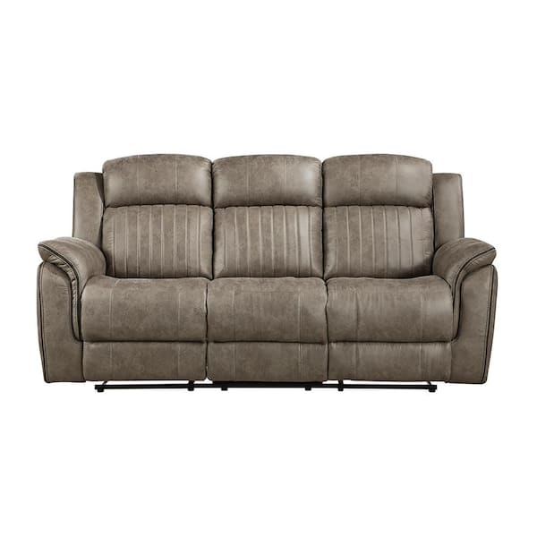 Morelia 83.5 in. W Straight Arm Microfiber Rectangle Double Manual Reclining Sofa in Sandy Brown