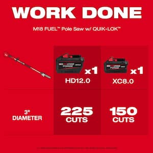 M18 Fuel 18V 10 in. Brushless Cordless Battery Powered Pole Saw Kit Quik-Lok Attachment Capability, 8.0 Forge Battery