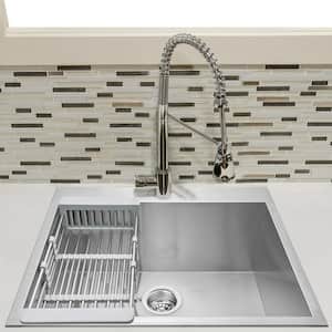 Handmade Drop-in Stainless Steel 25 in. x 22 in. Single Bowl Kitchen Sink with Drying Rack