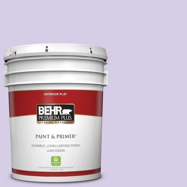 BEHR PREMIUM PLUS 5 gal. #640A-3 Potentially Purple Flat Low Odor Interior Paint & Primer