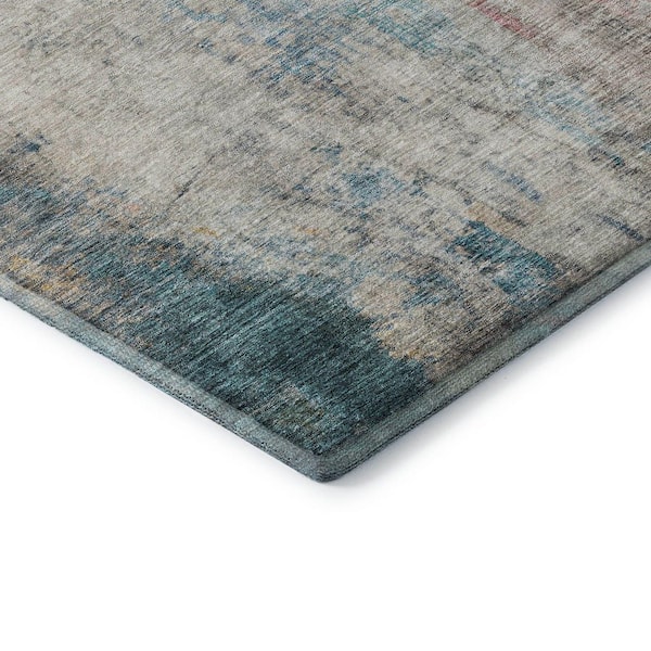 Mayfield Premium Machine Washable Abstract AMF1232 Teal 9 ft. x 12 ft. Area Rug