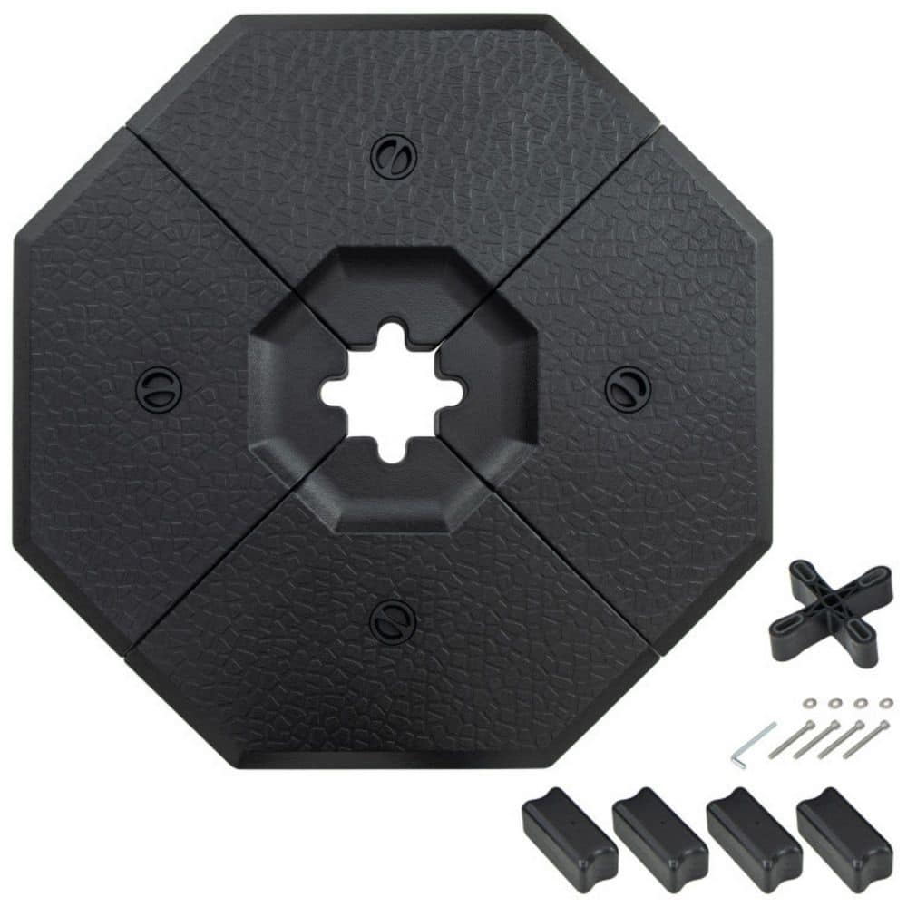 Black Octagonal Heavy-Duty Patio Umbrella Base Weight Set