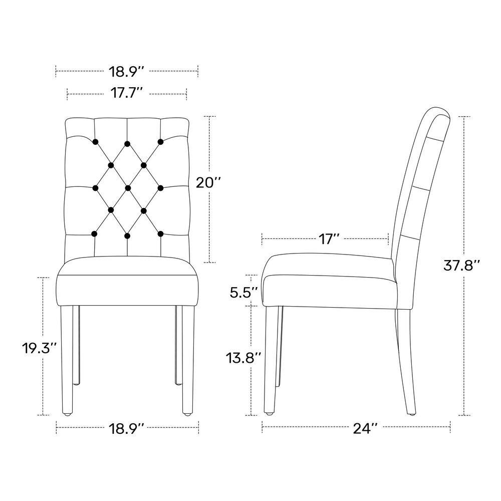 Westin Classic Button Tufted Linen Side Chair in Brown