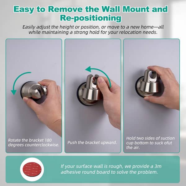 360 degree Rotating Shower Head Holder with Suction Cup 10kg Load Capacity Detachable Rust Proof Shower Bracket