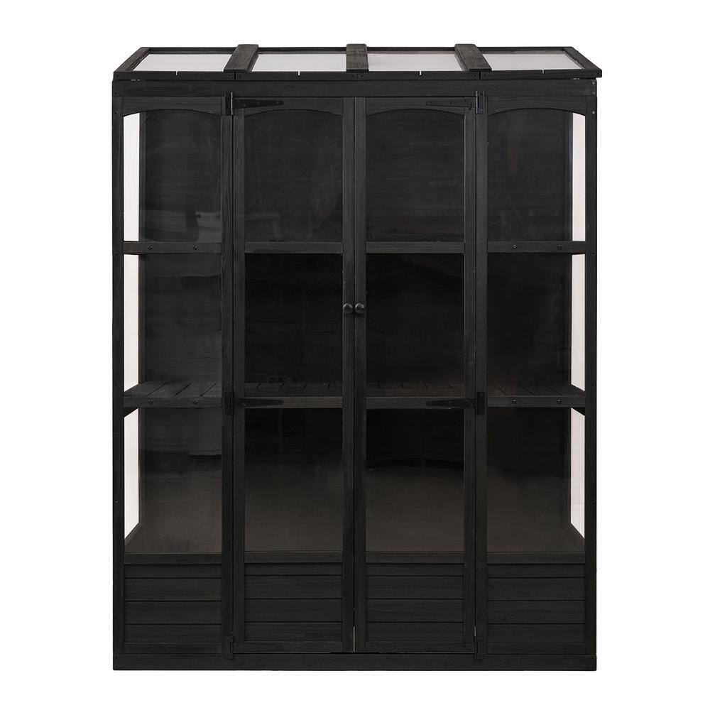 57.9 in. W x 29.1 in. D x 78.1 in. H Black Wood Greenhouse with 4 Independent Skylights and 2 Folding Middle Shelves price history on PriceWatchPro