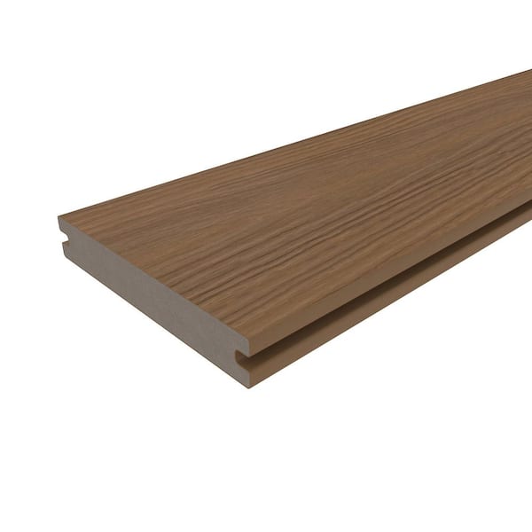 NewTechWood Naturale Magellan Series 1 in. x 5-1/2 in. x 0.5 ft. Peruvian Teak Composite Decking Board Sample with Groove