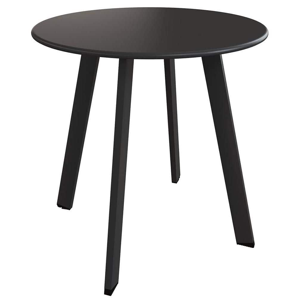 Black Metal 18 in. Square Legs Steel Powder Coated Round Outdoor Dining Tab