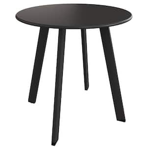 Black Metal 18 in. Square Legs Steel Powder Coated Round Outdoor Dining Table without Extension