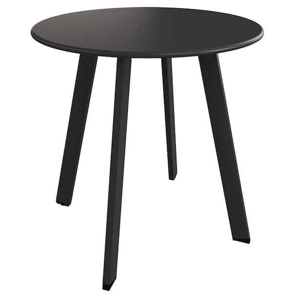 Dyiom Black Metal 18 in. Square Legs Steel Powder Coated Round Outdoor Dining Table without Extension