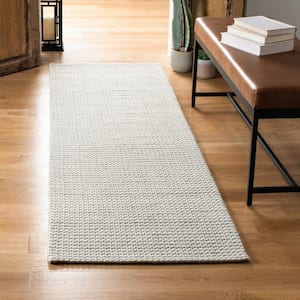 Natura Silver/Ivory 2 ft. x 18 ft. Striped Solid Color Gradient Runner Rug