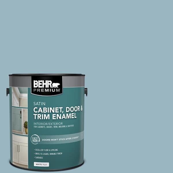 BEHR PREMIUM 1 gal. #S470-3 Peaceful Blue Satin Enamel Interior/Exterior Cabinet, Door & Trim Paint