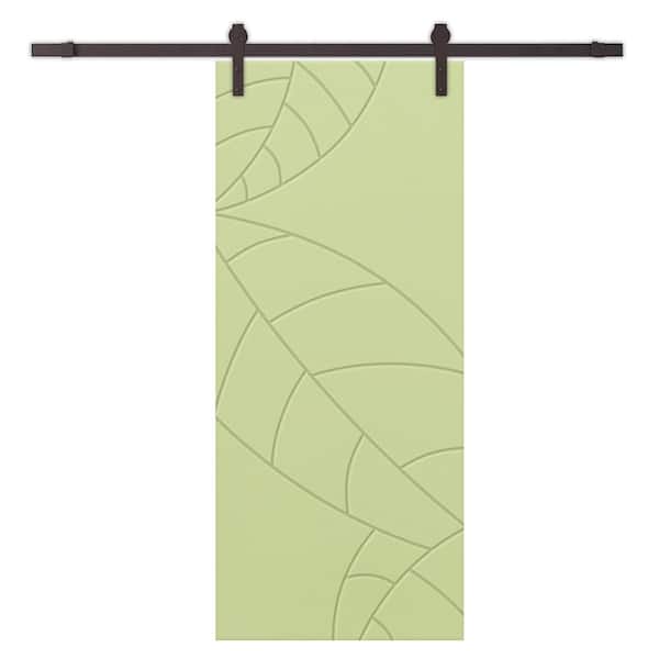 CALHOME 30 in. x 84 in. Sage Green Stained Composite MDF Paneled Interior Sliding Barn Door with Hardware Kit