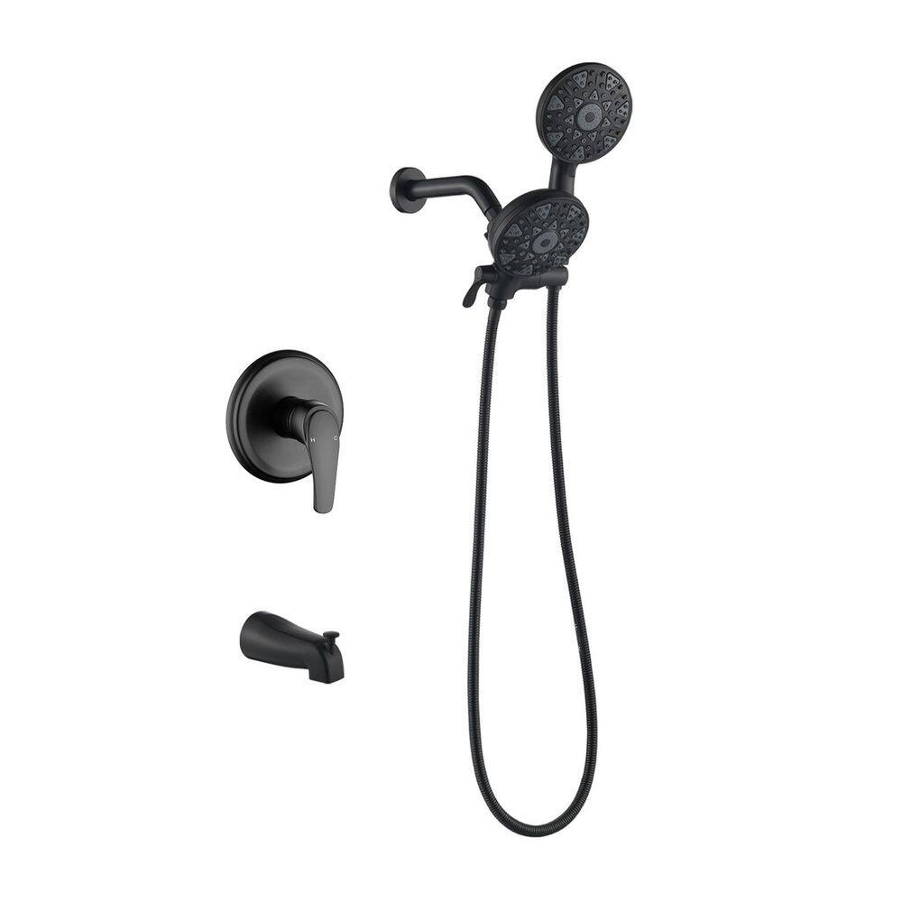 Rain Single Handle 6-Spray Tub Shower Faucet Handheld Combo with Valve 1.8 GPM Adjustable shower Head in Black price history on PriceWatchPro
