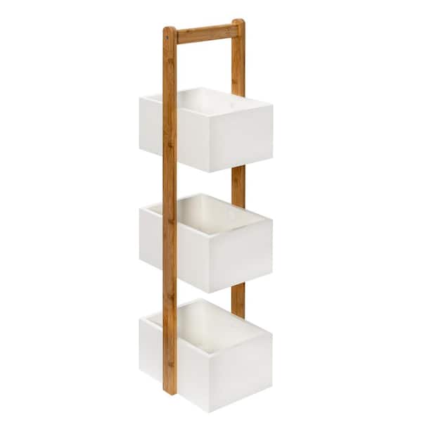 Honey-Can-Do 3 - Tier Bamboo Storage Caddy in White
