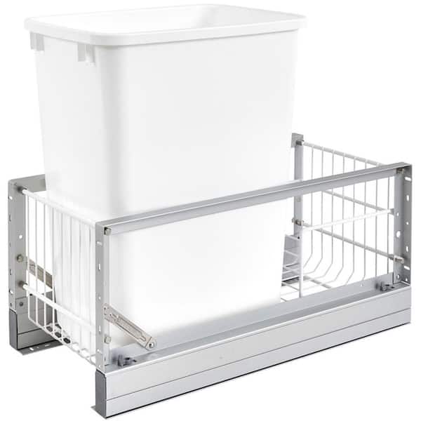 Rev-A-Shelf White Single Pull Out 35 qt. Kitchen Trash Can w/Soft Close