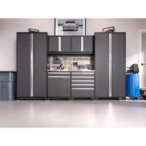 Pro Series 7-Piece 18-Gauge Stainless Steel Garage Storage System in Charcoal Gray (128 in. W x 85 in. H x 24 in. D)