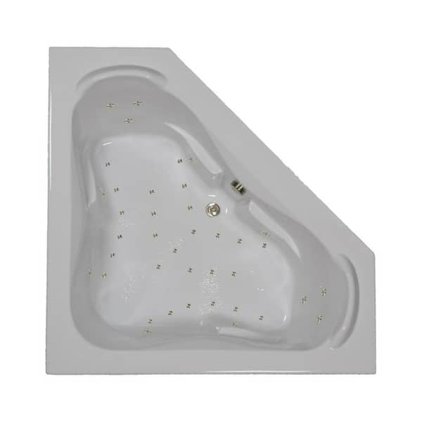 Comfortflo 60 in. x 60 in. Acrylic Corner Drop-in Air Bathtub with Center Drain in Bone