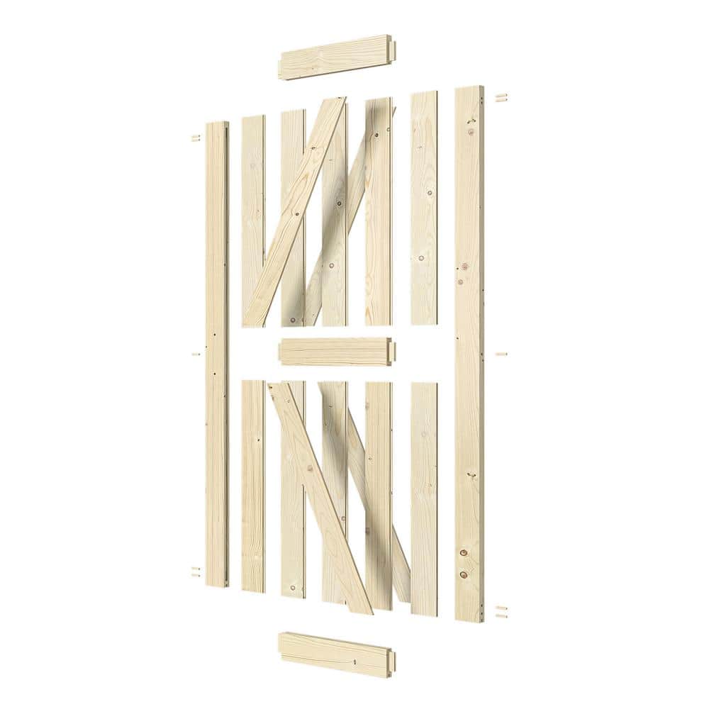 Knotty Pine 32" x 84" Unfinished Sliding Barn Door with Hardware Kit