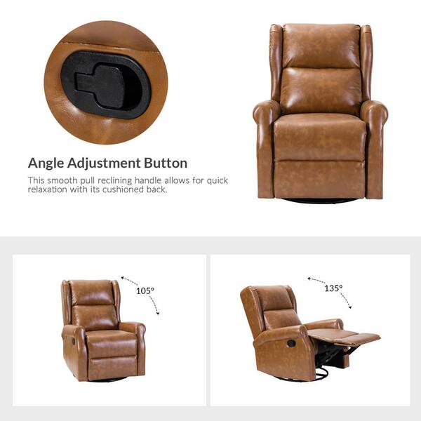 JAYDEN CREATION Chiang Camel Faux Leather Swivel Recliner