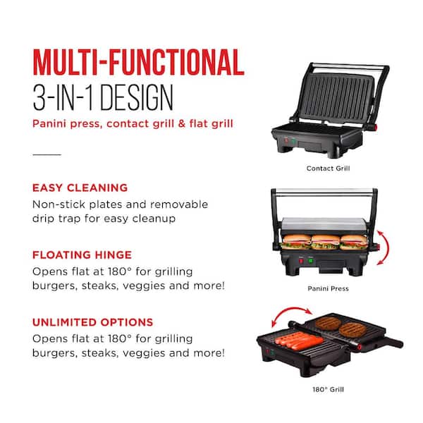 Chefman Multi-functional 180° Grill + Panini Press