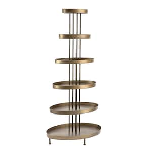 Burnished Gold 6-Tier Metal Oval Shelving Unit (30.25 in. W x 67 in. H x 21.75 in. D)