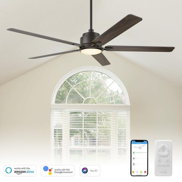Essex 60 in. Dimmable LED Indoor/Outdoor Black Smart Ceiling Fan with Light and Remote, Works with Alexa/Google Home