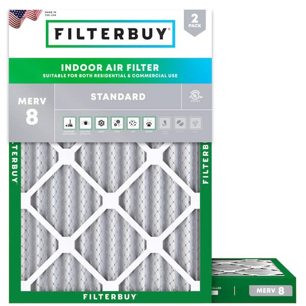 12 in. x 18 in. x 2 in. MERV 8 (FPR 5) Dust Defense Pleated HVAC AC Furnace Air Filters Replacement (2-Pack)