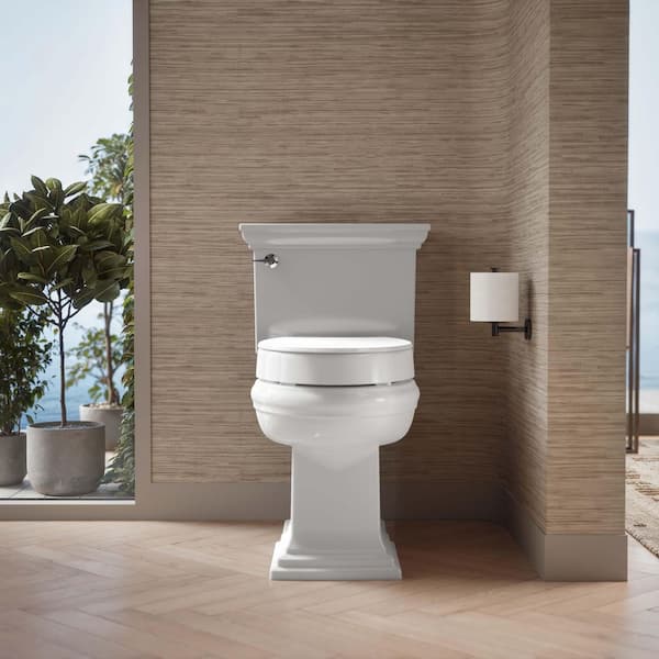 KOHLER Hyten Elevated Quiet-Close Elongated Toilet Seat in White