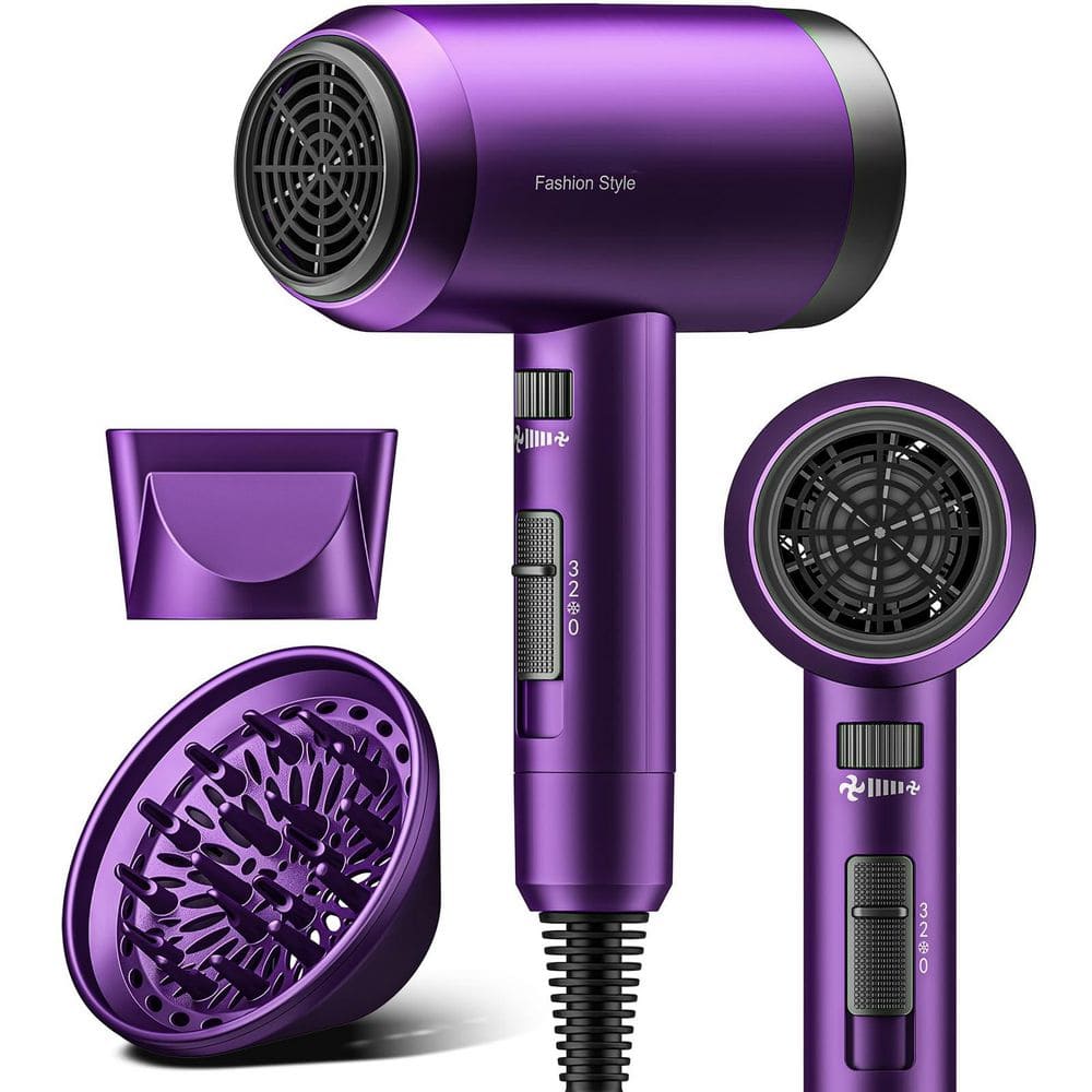 Wudkey 1600-Watts Hair Dryer in Purple, Portable Ionic Blow Dryer