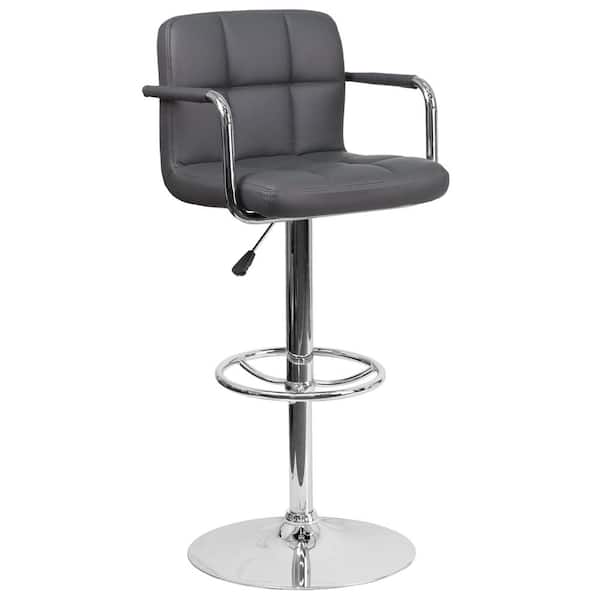 Flash Furniture 33.25 in. Adjustable Height Gray Cushioned Bar Stool