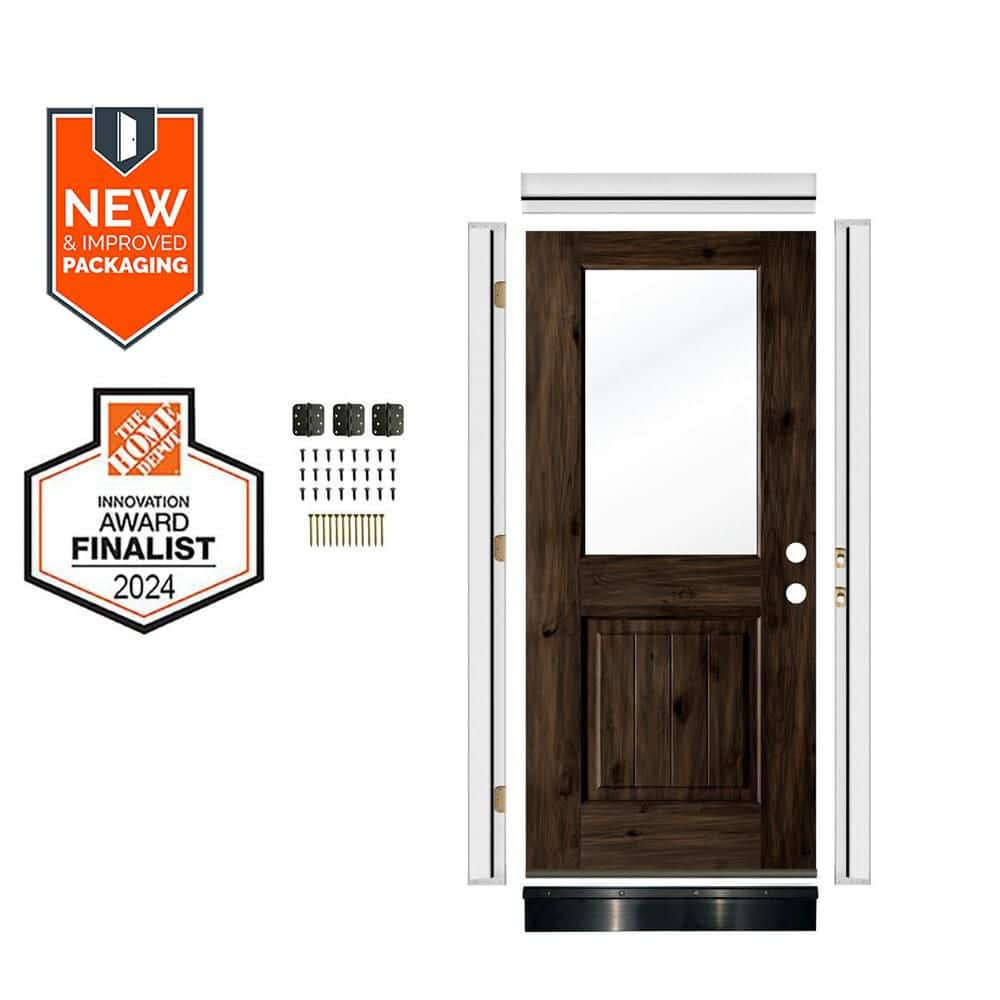 Krosswood Doors 32in.x80in. LH Half-Lite Clear Glass Black Stain