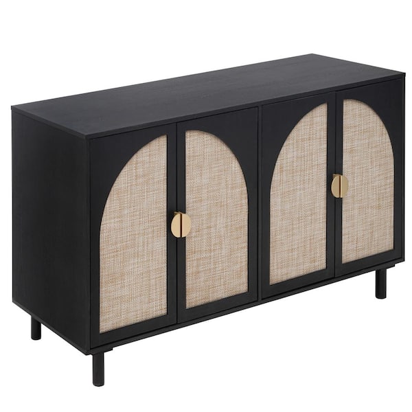 sumyeg Black 31.5 in. H 4 Door Accent Storage Cabinet with Adjustable Shelves