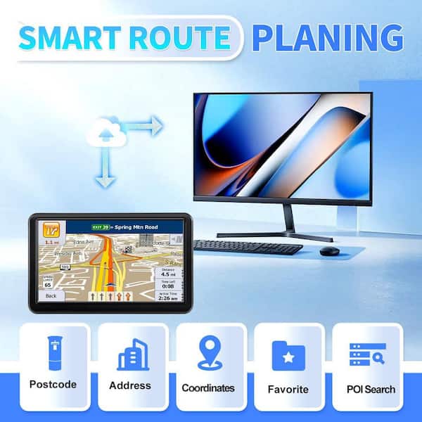 Lukyamzn 7 in. Touch Screen GPS Navigator for Car with Voice