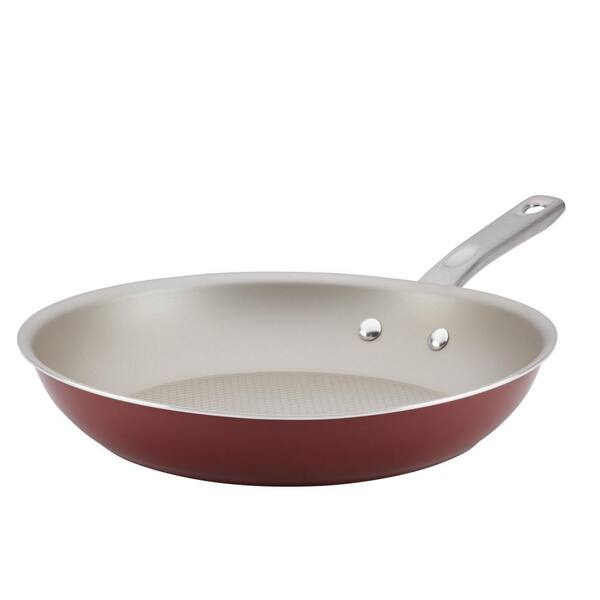 Ayesha Curry Home Collection 12.5 in. Aluminum Nonstick Skillet in Sienna Red