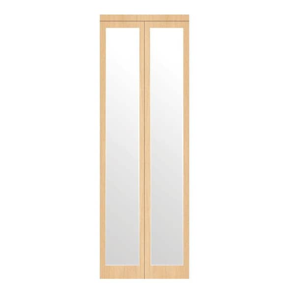 Impact Plus 36 in. x 80 in. Mir-Mel Stain Grade Maple Mirror Solid Core MDF Interior Closet Bi-Fold Door with Matching Trim