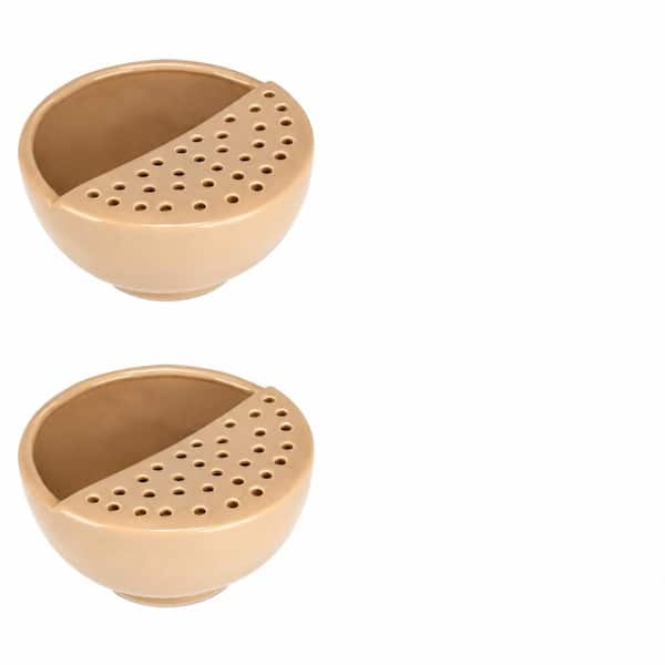 Ceramic Berry Bowl Colander with Drainage Holes Set of 2 Stoneware Fruit Washing Basket 6 in. for Kitchen