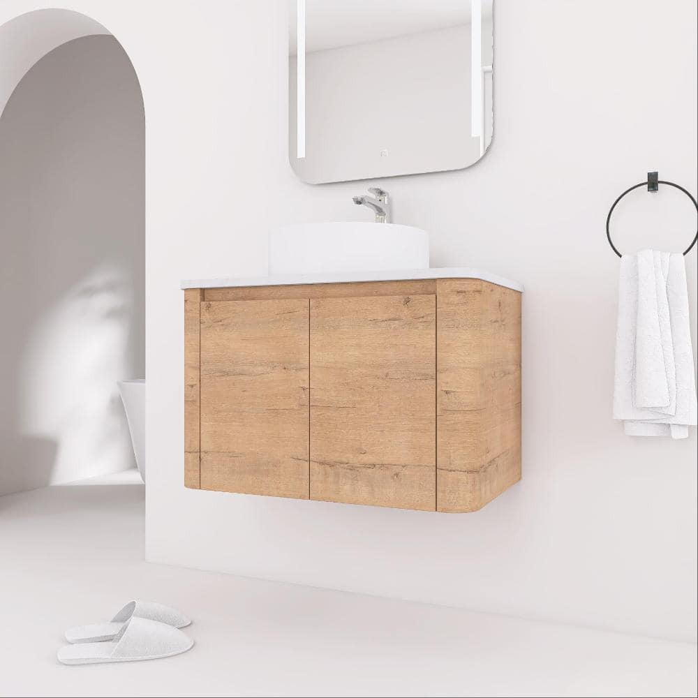 30 in. Single Floating Imitative Oak Bath Vanity with Ceramic Top Unassembled price history on PriceWatchPro