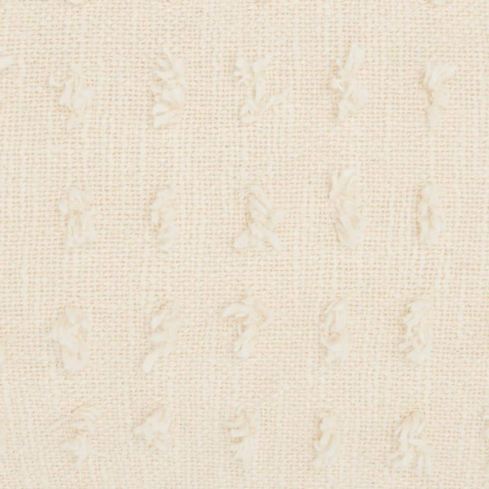 Cream Cotton Fringed 14" x 20" Throw Pillow
