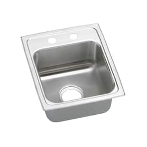 Lustertone Drop-In Stainless Steel 15 in. 2-Hole Single Bowl ADA Compliant Kitchen Sink with 6.5 in. Bowl