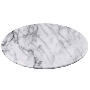 12 in. Off-White Natural Marble Round Board Cheese Serving Plate, Dessert Cake Service Board