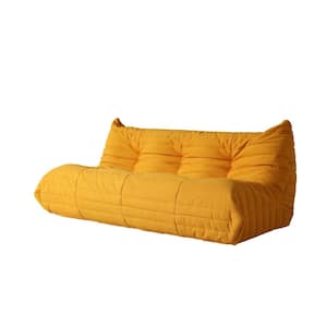 68.92 in. W Armless Teddy Velvet 3 Seater Modular Lazy Floor Sofa in Yellow