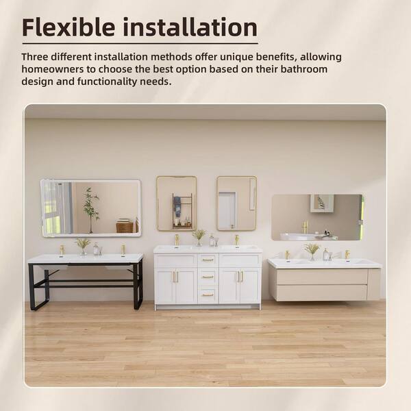 Zeafive Tor 60 in. W x 22 in. D Solid Surface Cultured Marble